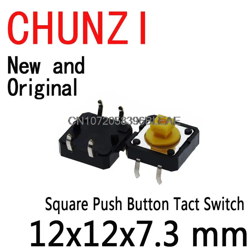 20PCS Tactile Switches Yellow Diygba Square Push Button Tact Switch 12*12*7.3MM Micro Switches 12x12x7.3MM