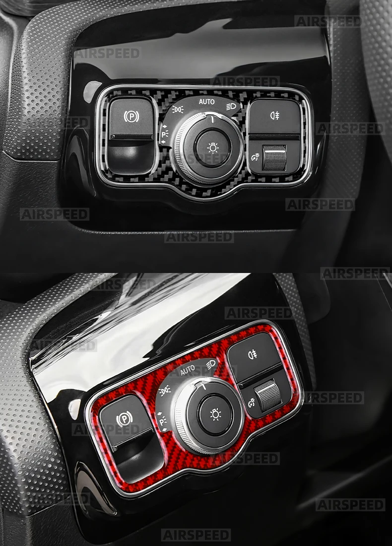 Echte weiche Carbonfaser für Mercedes Benz A CLA GLA GLE GLS W177 C118 H247 W167 X167 2020-2025 Scheinwerferschalter-Rahmen-Aufkleber – Detail 10