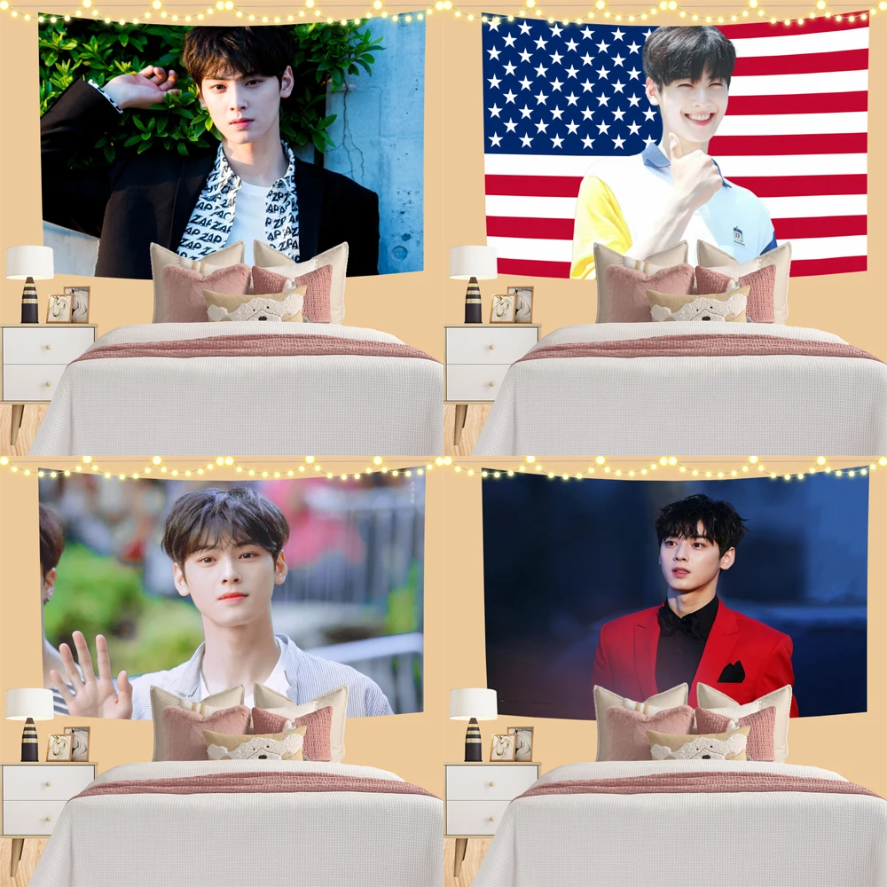 3x5ft Eun Woo Tapestry Concert Banner Wall Hanging American Flag For Bedroom Decor College Dorm Decoration Fans Support Gift