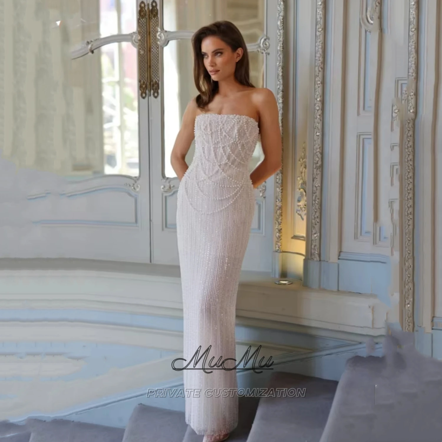 

MuMu Customized Girls Elegant Party dresses Sequin dresses Cocktail Dresses Graduation Dress Formal Occasion Dresses White Dress