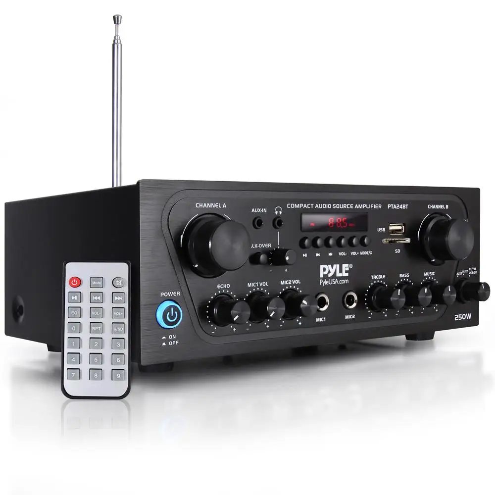 Pyle 2-channel Karaoke Audio Amplifier W Bluetooth, Usb, Aux-in, 2 Mic