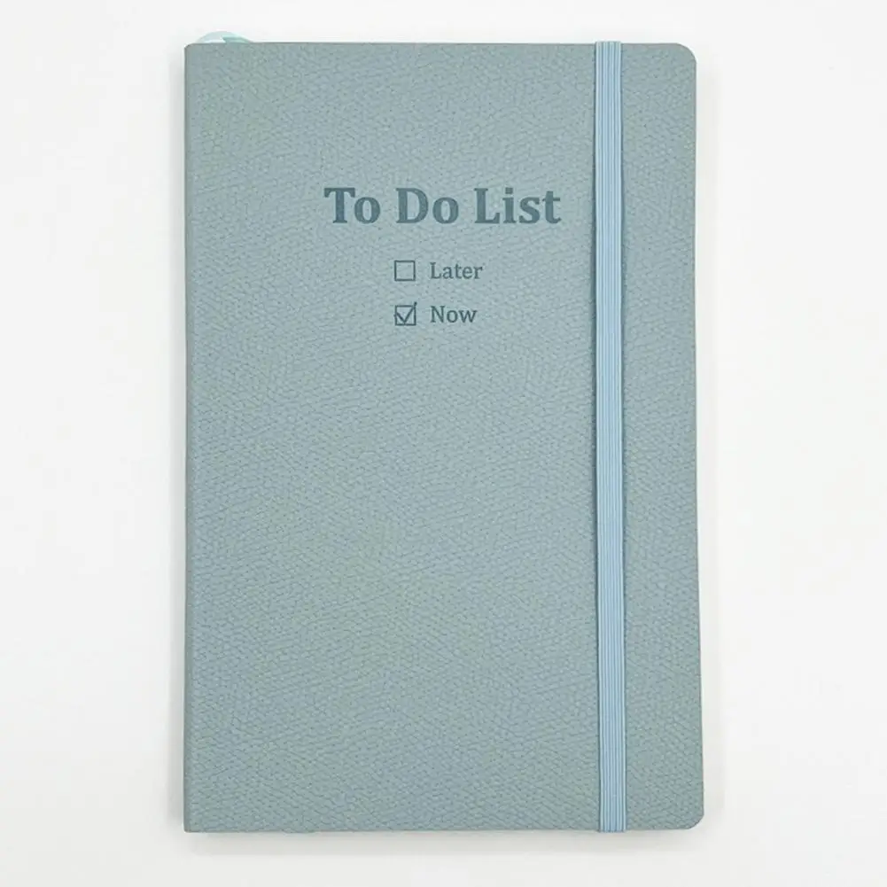 할 일 목록 플래너 시간 관리 A5 플래너, 하드 커버 탄성 밴드 리본 북마크, 학생용 두꺼운 종이 번짐 없음
