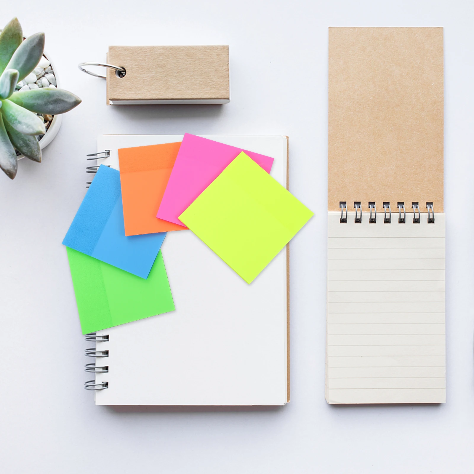 

5pcs Colored Visible Memo Pads Portable Note Stickers School Office Supplies Pet Transparent Students Notebooks