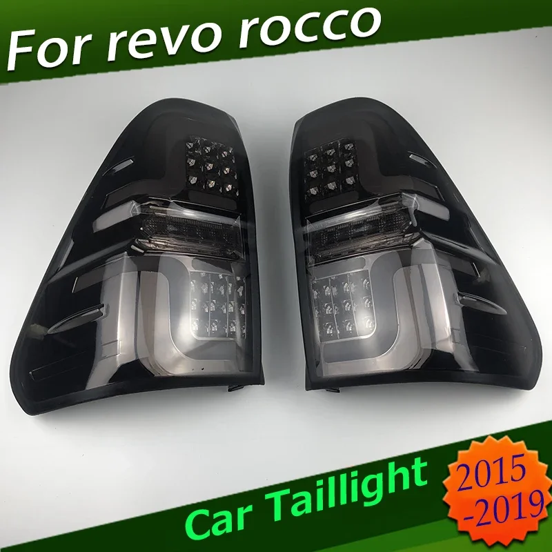 

Smoke Black Led Car Taillight Fit For 2015-2019 Toyota Hilux Revo Rocco With Break Lamp Running Light Turning Reversing Light