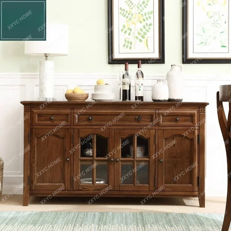 

A rural ash wood storage wine cabinet solid wood retro table side cabinet