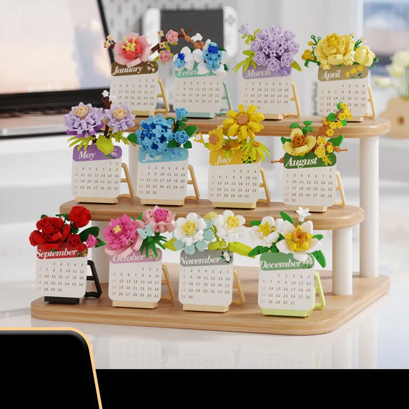 2026 Succulent Plant Building Blocks, 3D Puzzle Calendar - Educational STEM Toys for Girls Kids Students, Creative Desktop Decor