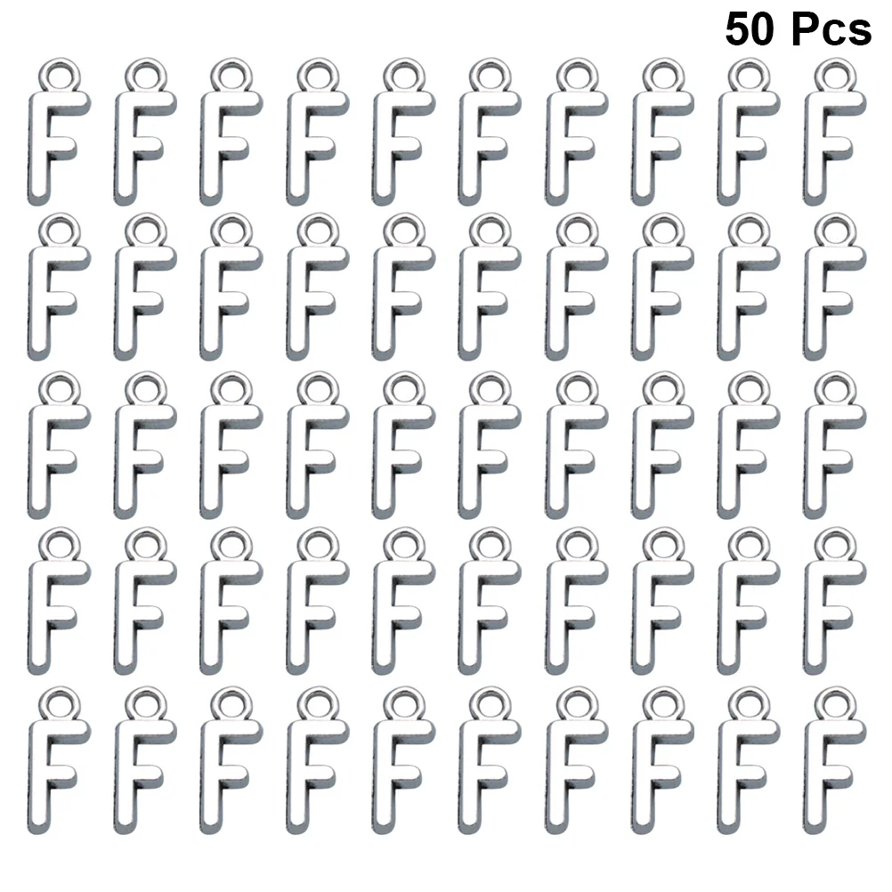 

50 Pcs Initial Charm Necklace Jewelry Making Pendants Alloy Letter Charms for Accessories Diy Small