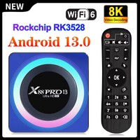 X88 PRO 13 RK3528 Android 13 Smart TV Box 5G WIFI6 HDR10+ 4K 8K Video 4G 64G 32G BT 4K 3D Global Media Player Set Top Box