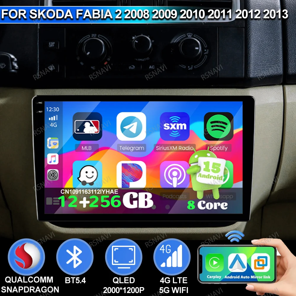Car Radio Android 15 For Skoda Fabia 2 2008 -2013 Golf 4 Car Interior Accessories Tesla Model Y Accessories 2025 E46 AUTO DVD BT