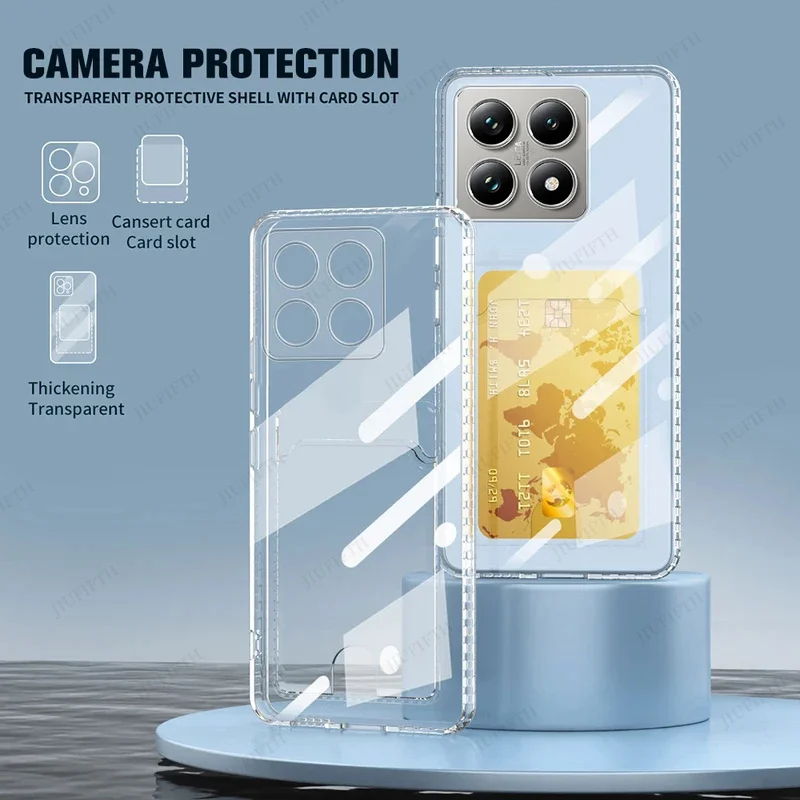

Xiaomi14TPro Card Slot Wallet Transparent Cover Mi 14tpro Shockproof Phone Case For Xiaomi 14T Pro 14TPro Xiaomi14T Pro Bumper