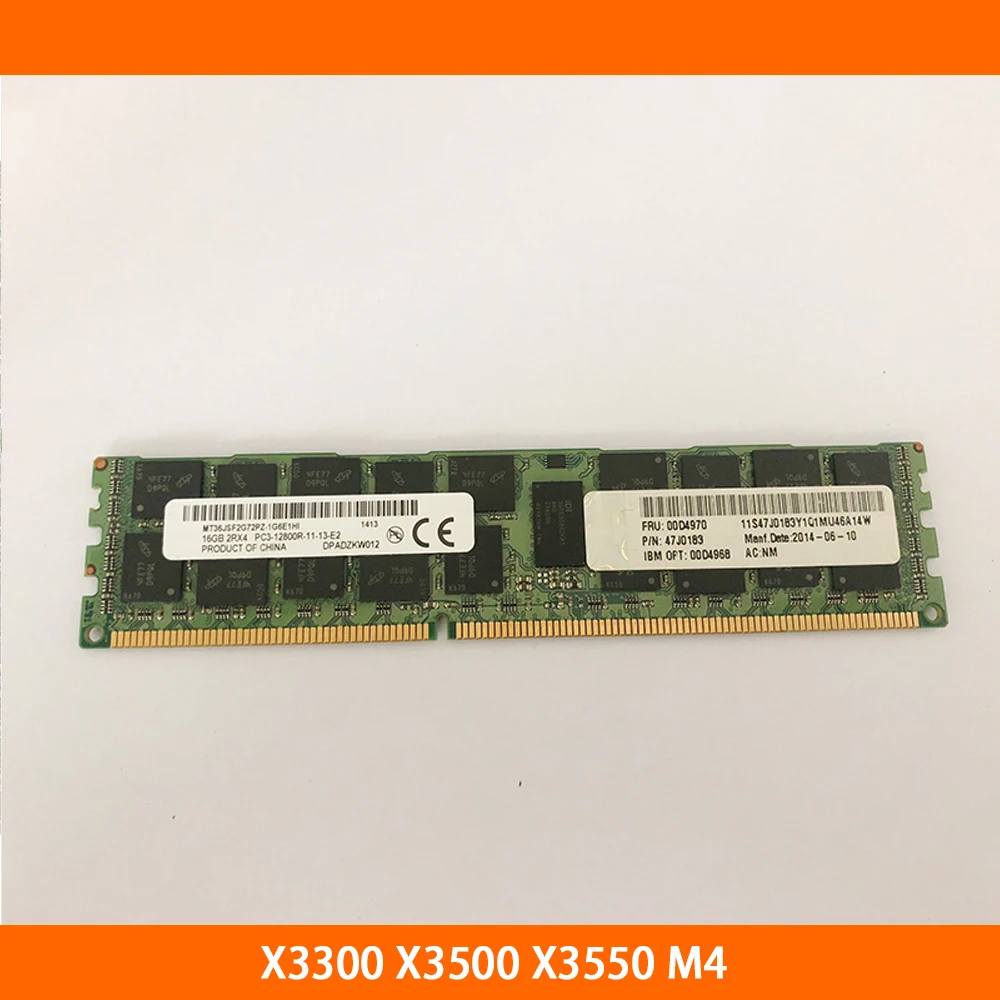 1PCS Server Memory For IBM X3300 X3500 X3550 M4 16G 00D4968 00D4970 47J0183 DDR3 1600 Fully Tested