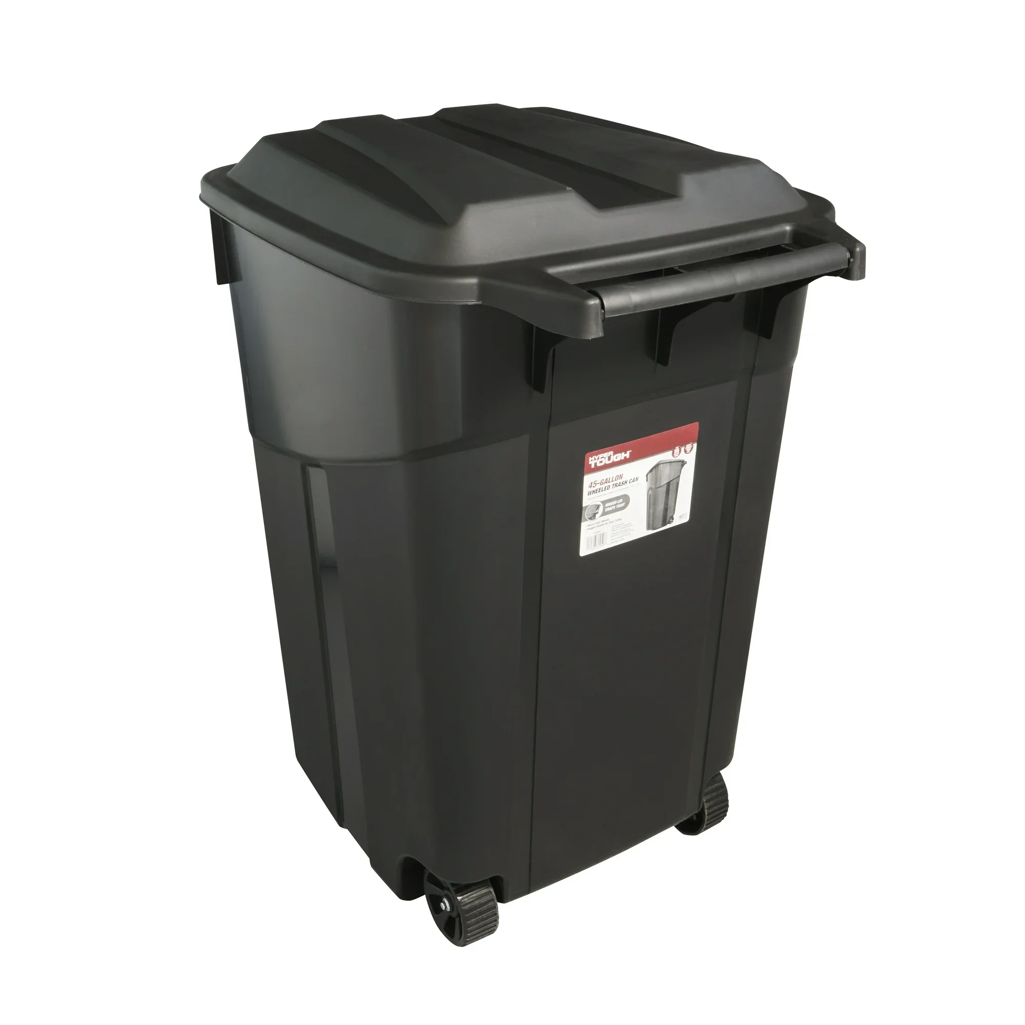 

Hyper Tough 45 Gallon Wheeled Heavy Duty Plastic Garbage Can, Attached Lid, Black