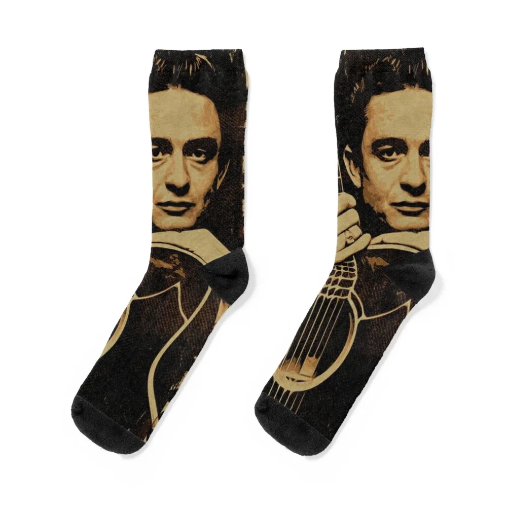 

The Man In Black Johnny Cash Socks anti-slip luxe men cotton high quality hockey Socks Man Women's
