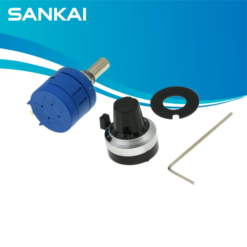 3590S-2 3590S Series Precision Multiturn Potentiometer 10 Ring Adjustable Resistor+1PCS Turns Counting Dial Rotary 6.35mm Knob