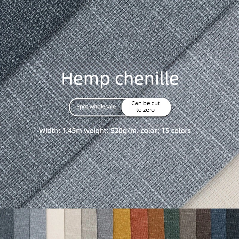 Linen Look Chenille Upholstery Fabric 145cm Wide Polyester Woven Cloth for Sofa Chair Cushion Pillow Soft Panel Car Interior DIY