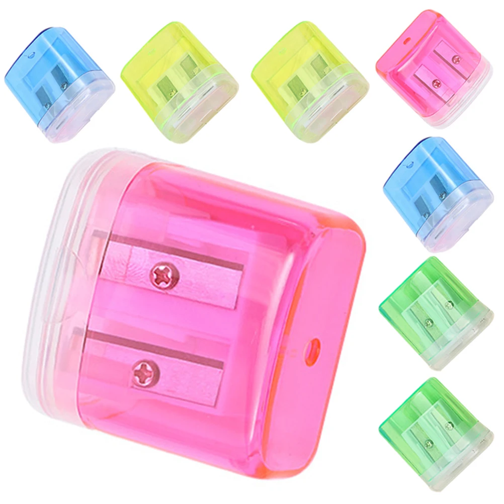 

8 Pcs Double Hole Pencil Sharpener H held Manual Plastic School Office Student Stationery Lightweight Efficient Tool