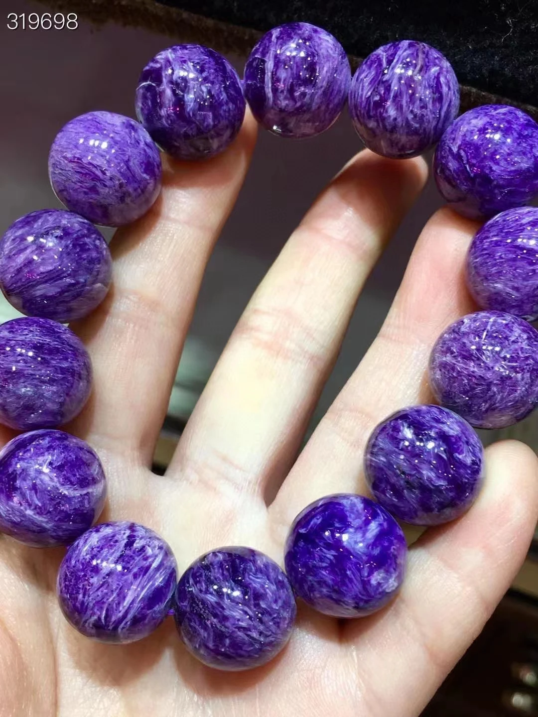 Natural Purple Charoite Round Beads Bracelet Stretch Russia Best Gift 16mm Women Men Fashion Russia AAAAA