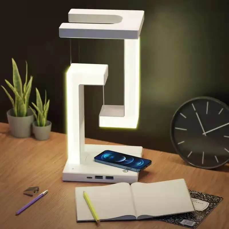 Anti Gravity Wireless Creative Smartphone Wireless Charging Suspension Table Lamp Balance Lamp Floating For Home Bedroom