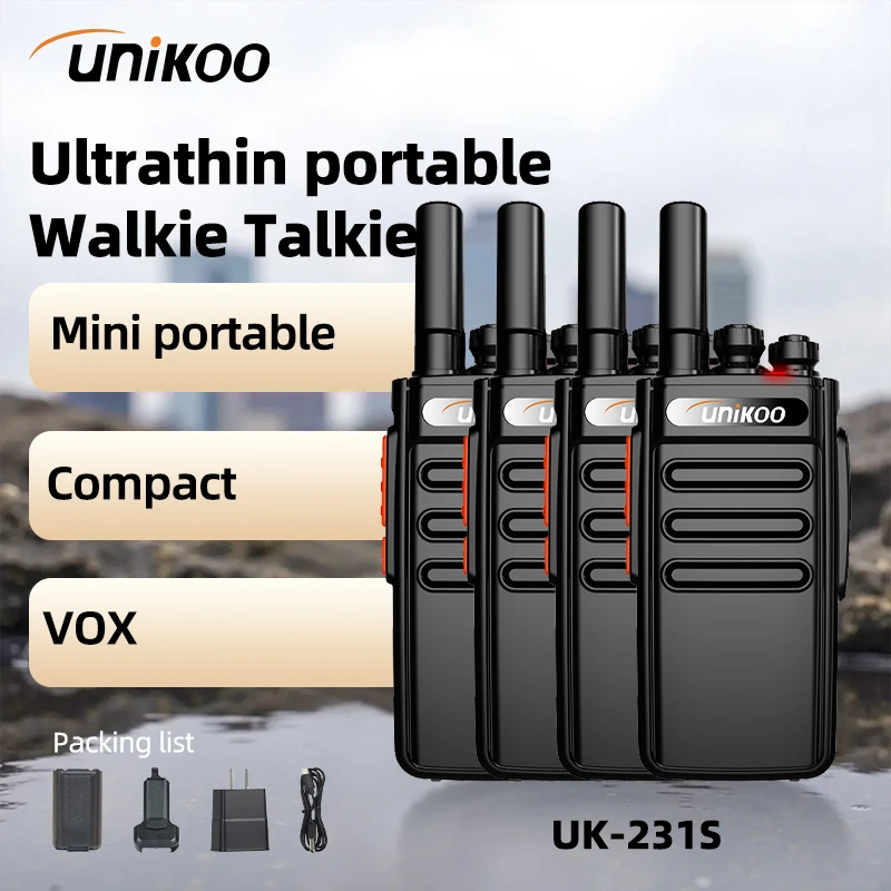 

4 pcs UNIKOO Walkie Talkie UK231S PMR446 FRS Walkie-Talkies Two Way Radio Portable Communication Equipment PTT Radio Hunting