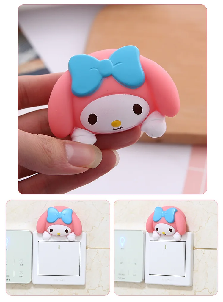 

Miniso Sanrio Room Decor Accessories Switch Sticker Hello Kittys Mymelody Cute Beauty Wall Sticker Socket 3D Sticker Girls Gift