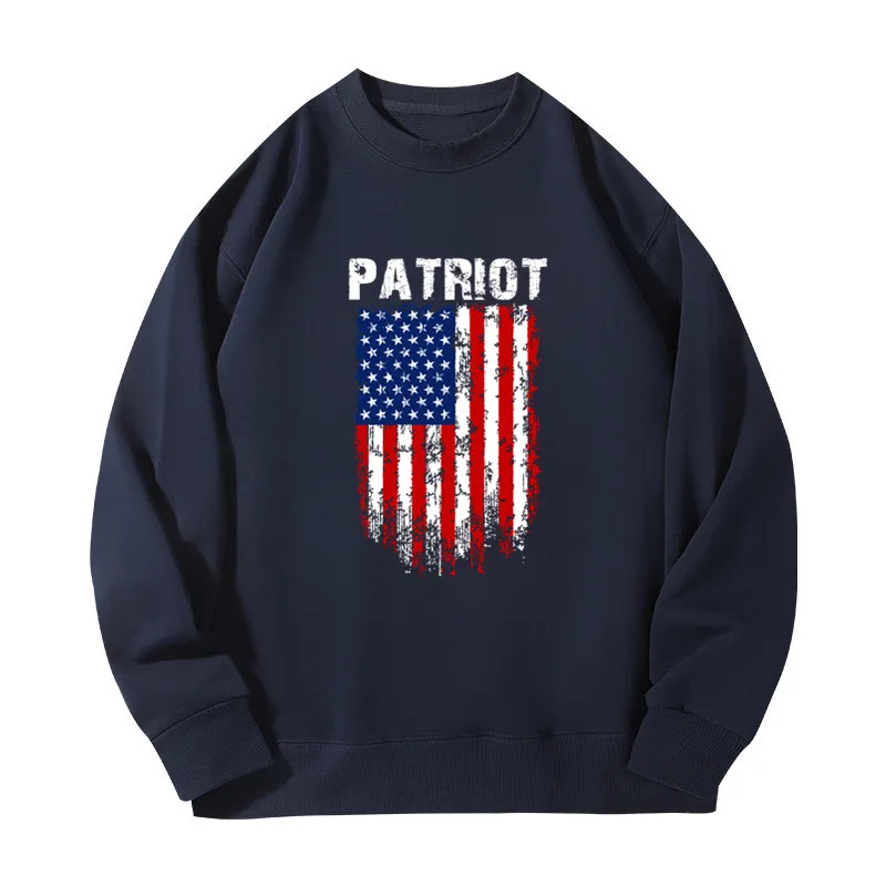 

Men's Round Neck Pullovers Funny Patriot USA Flag Print Sweatshirts Outdoor Fashion Casual Streetwear