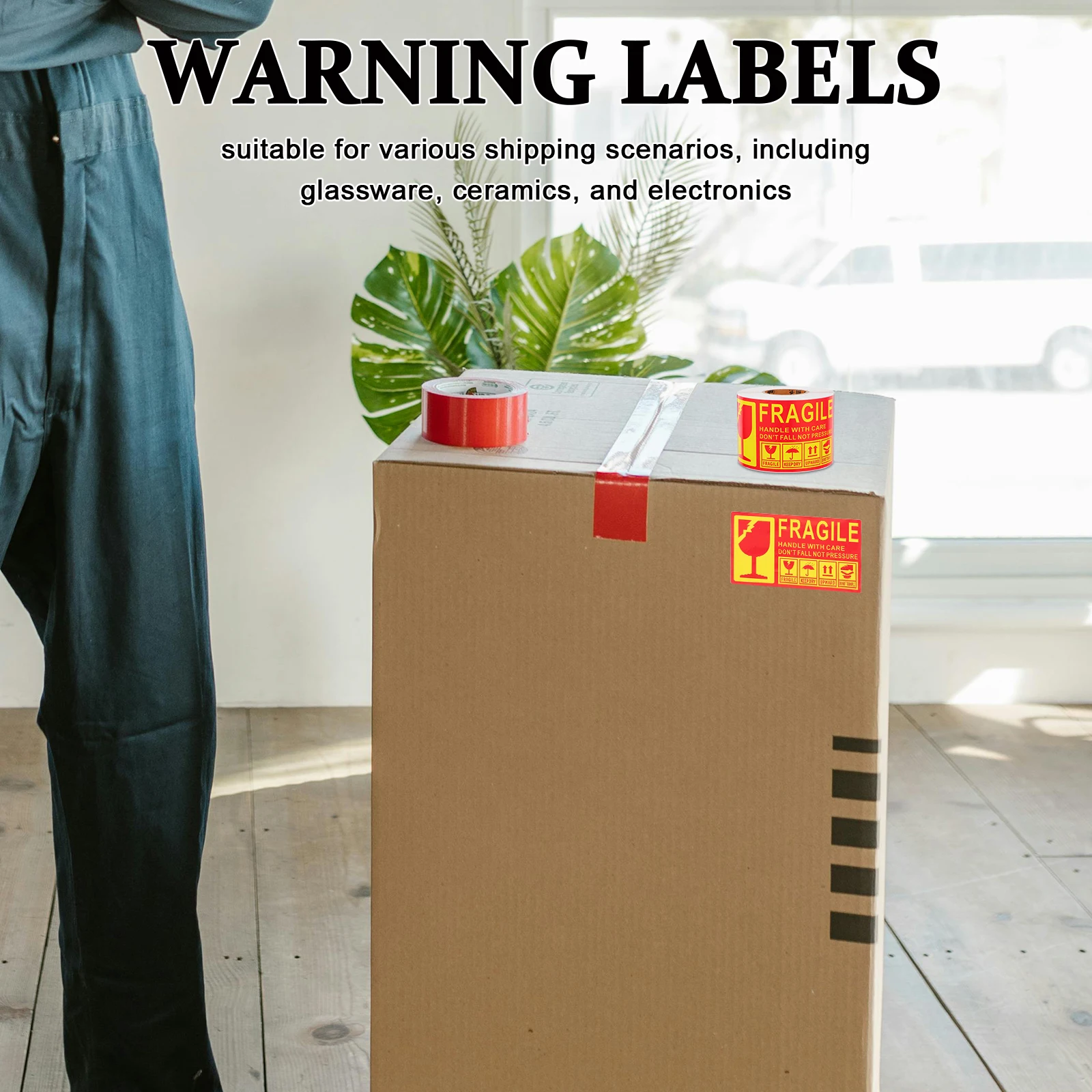 

300pcs Fragile Warning Labels For Shipping Glass Ceramic Electronics Handle With Care Adhesive Stickers Heavy Packaging Tape