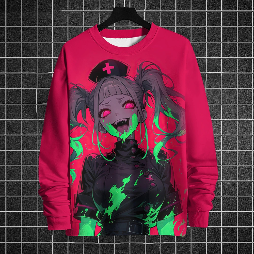 Anime Girl Print Men's Long Sleeve T-shirt Fashion Men's Clothing 3D Print Anime Graphic T shirts Mens Clothing T shirt Men Tops