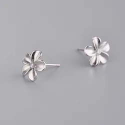 Real 100% 925 Sterling Silver flower Stud Earrings for Women Girls Fashion sterling-silver-jewelry brincos brinco