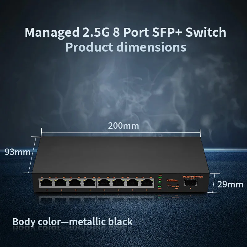 Managed 8-port 2.5G network switch 10G SFP+ server aggregation and monitoring AP