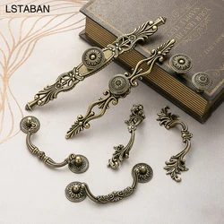 Yellow Bronze Door Handles Antique Drawer Pulls Knob Vintage Kitchen Cabinet Handles Retro Shoe Cabinet Single Hole Ring Handles