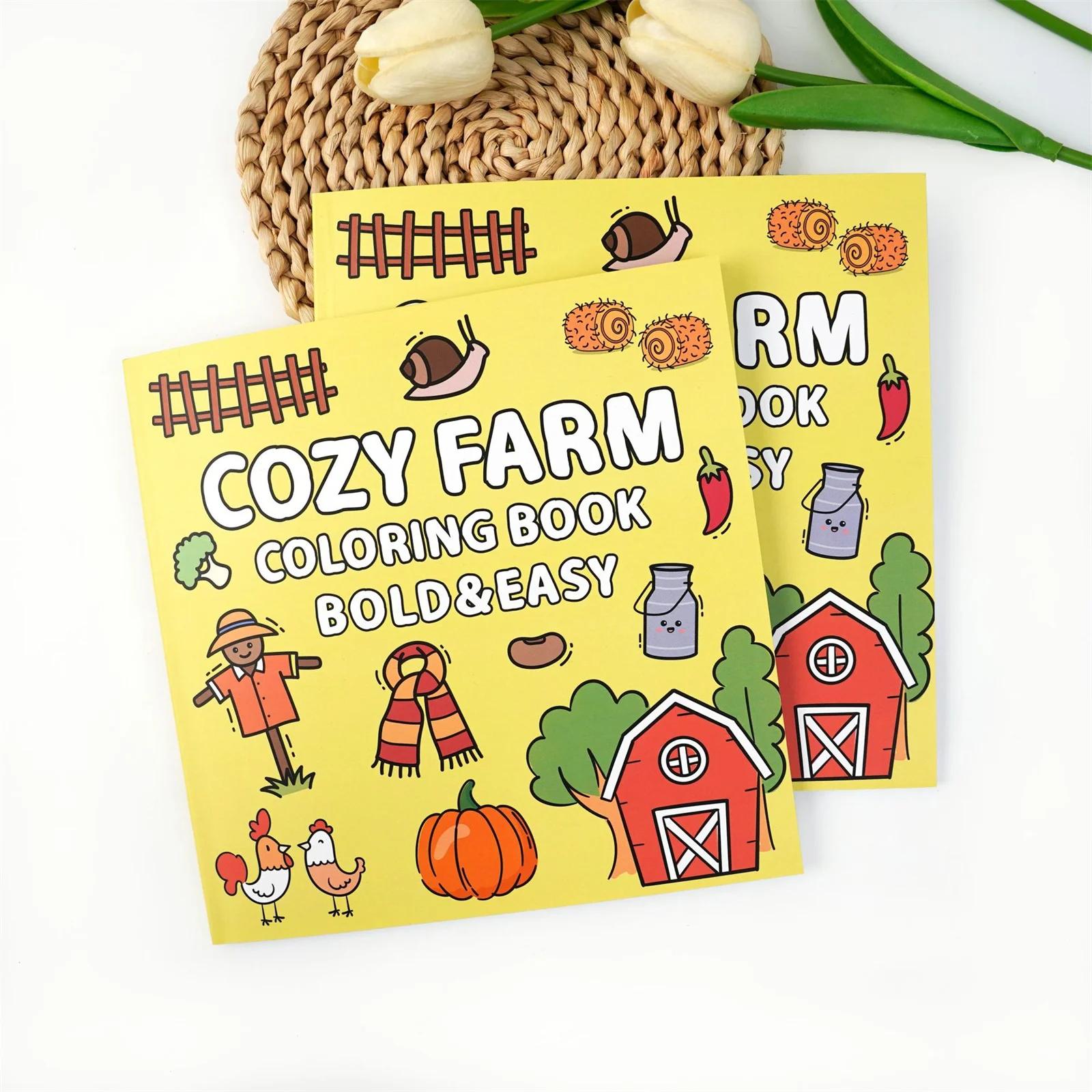 Children's Vegetable Farm Coloring Book 40 Pages Cartoon Patterns for 4+ Years Old Educational Fun Eco-Friendly Paper