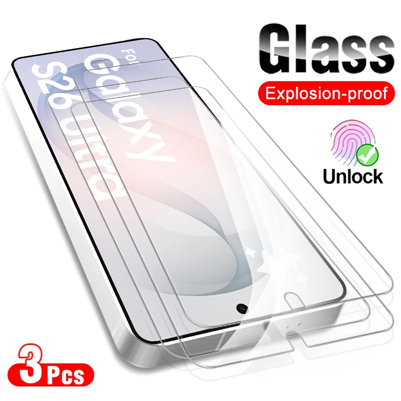 3 Stück Glas für Samsung Galaxy S26 Ultra 5G gehärtetes Glas Displayschutzfolie auf Samsung Samsung S 26 S26+ S26Ultra