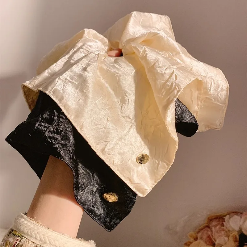 Écharpe carrée en Satin, bandeau pour gros intestin, sensation haut de gamme française, grand cravate carrée pour cheveux, accessoire pour bandeau, 1/2 pièces