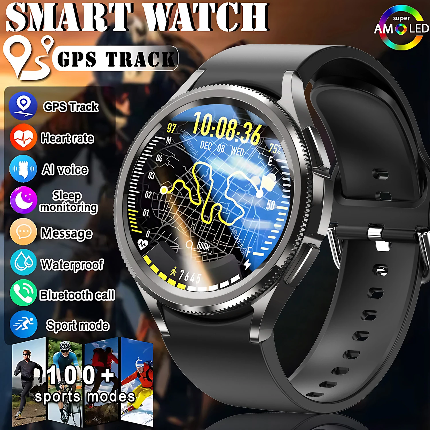 

2025 Новые часы 6 Смарт-часы для мужчин AMOLED всегда на дисплете Bluetooth-вызов GPS NFC Смарт-часы с пульсометром для мужчин для Android IOS