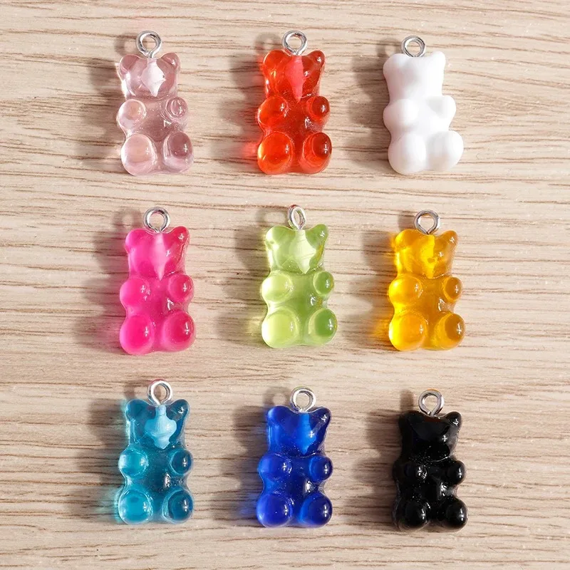 10pcs 11x21mm Cartoon Candy Colors Gummy Bear Charms Pendants for Making Earrings Necklaces Bracelet DIY Crafts Jewelry Findings