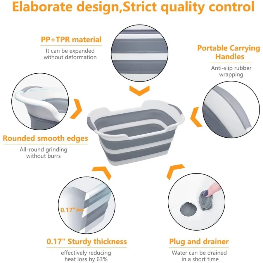 حوض استحمام للحيوانات الأليفة متعدد الأغراض قابل للطي مع فتحة تصريف للاستحمام/الدش، سلة غسيل محمولة