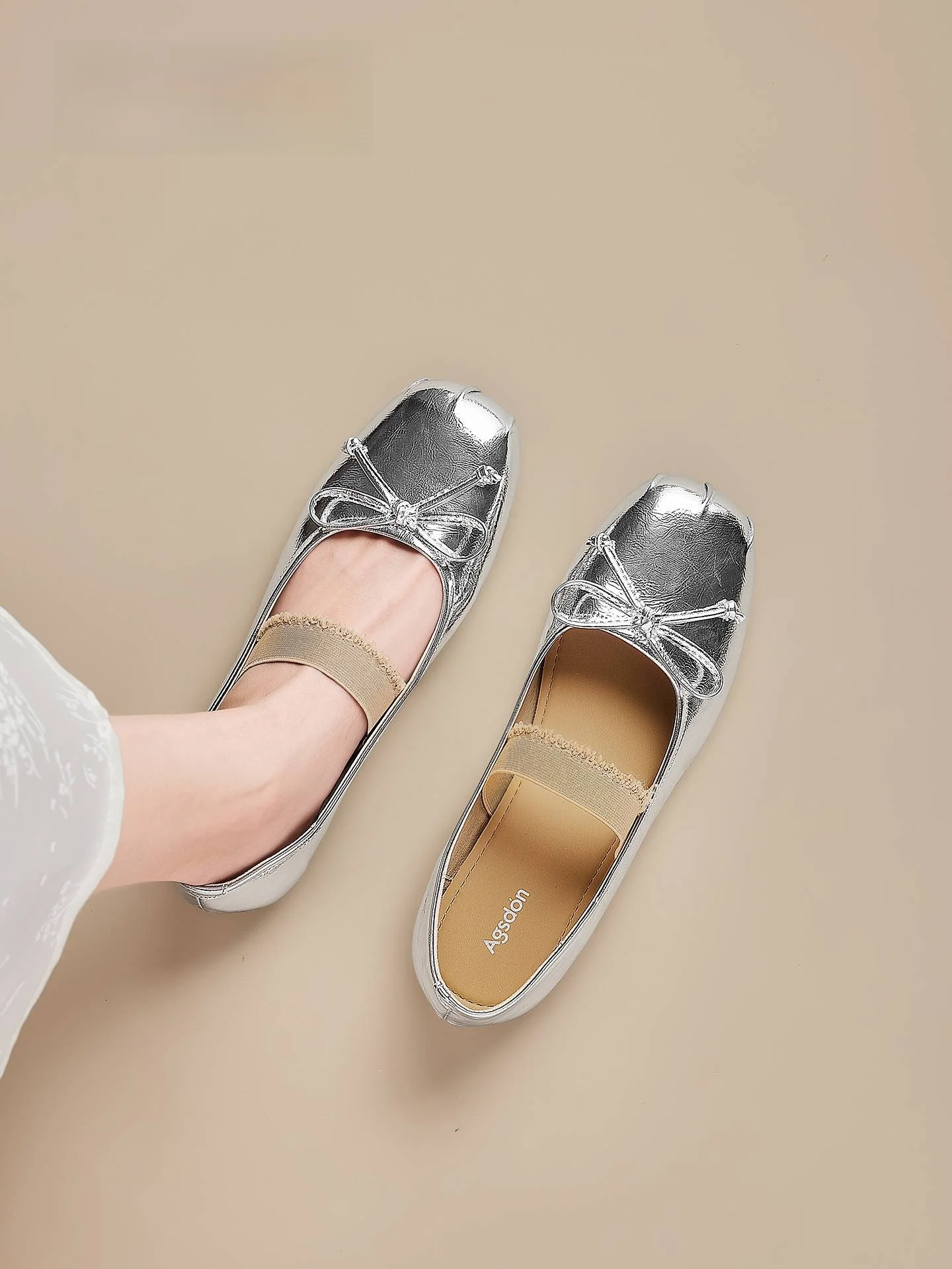 

Женские туфли Agsdon Silver на низком каблуке, балетки Мэри Джейн, весенние красивые туфли, летние модные повседневные туфли без застежек