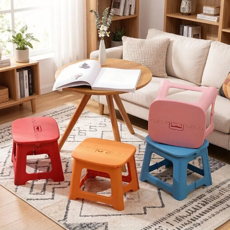 ww-2PCS Foldable Plastic Low Stool, Space Saving Portable Chair for Home & Kids Outdoor