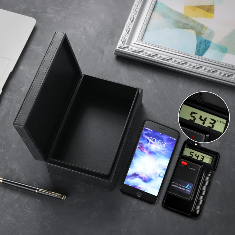 Phone Signal Blocking Box Faraday Box for Car Keys Pu Leather Anti Theft Rfid Rf Radiation-Proof Safe Car Key Fob Protector Box