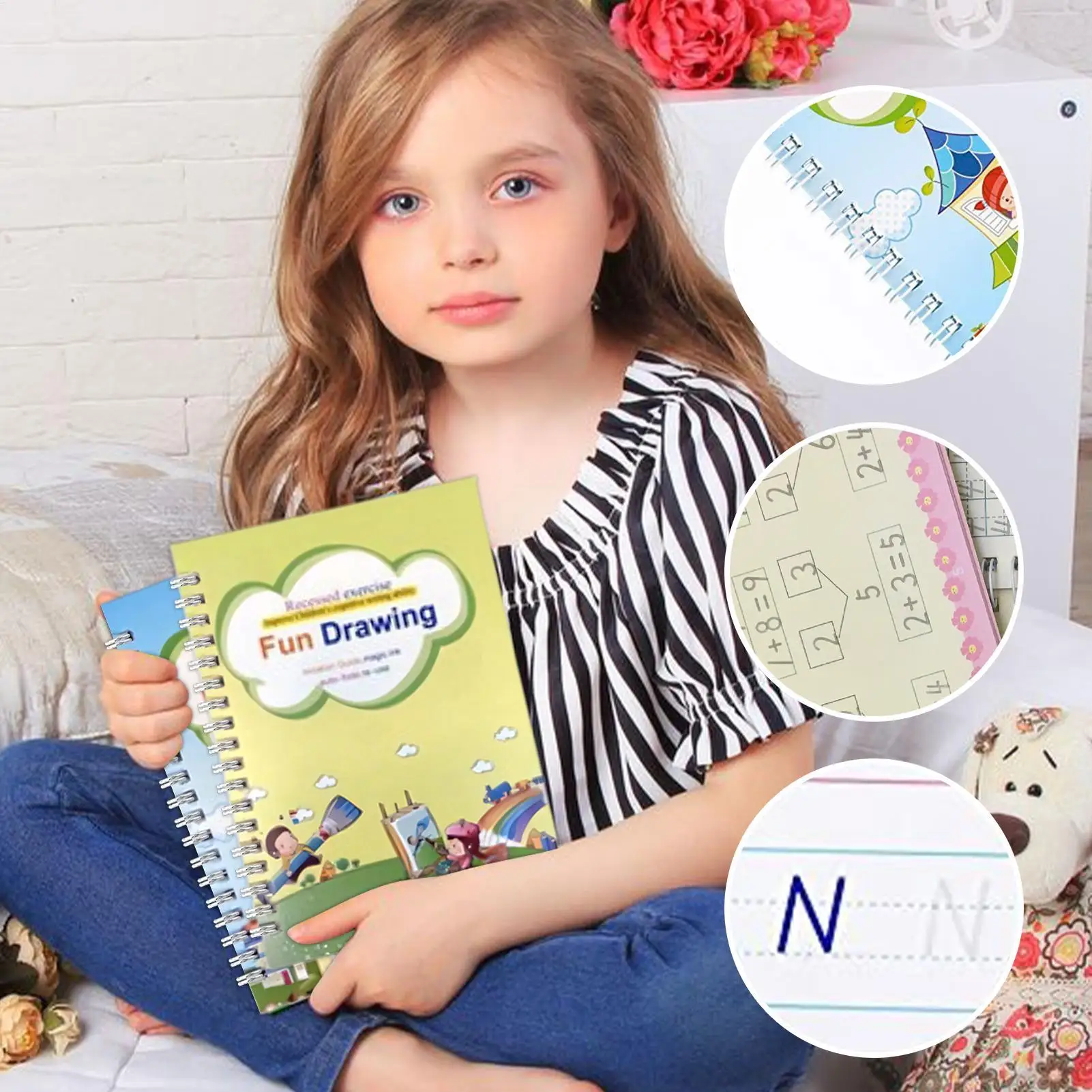 Grooved Handwriting Books Reusable Educational Toys Grooved Letter Tracing Copy Books for Kids School Preschool Kindergarten
