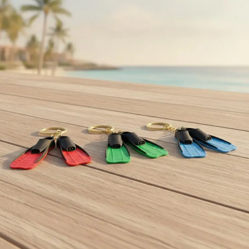 Portable Diving Fin Key Chain High Quality Silicone Flipper Keyring Cute Accessory for Diving Lover Key Organizer Gift