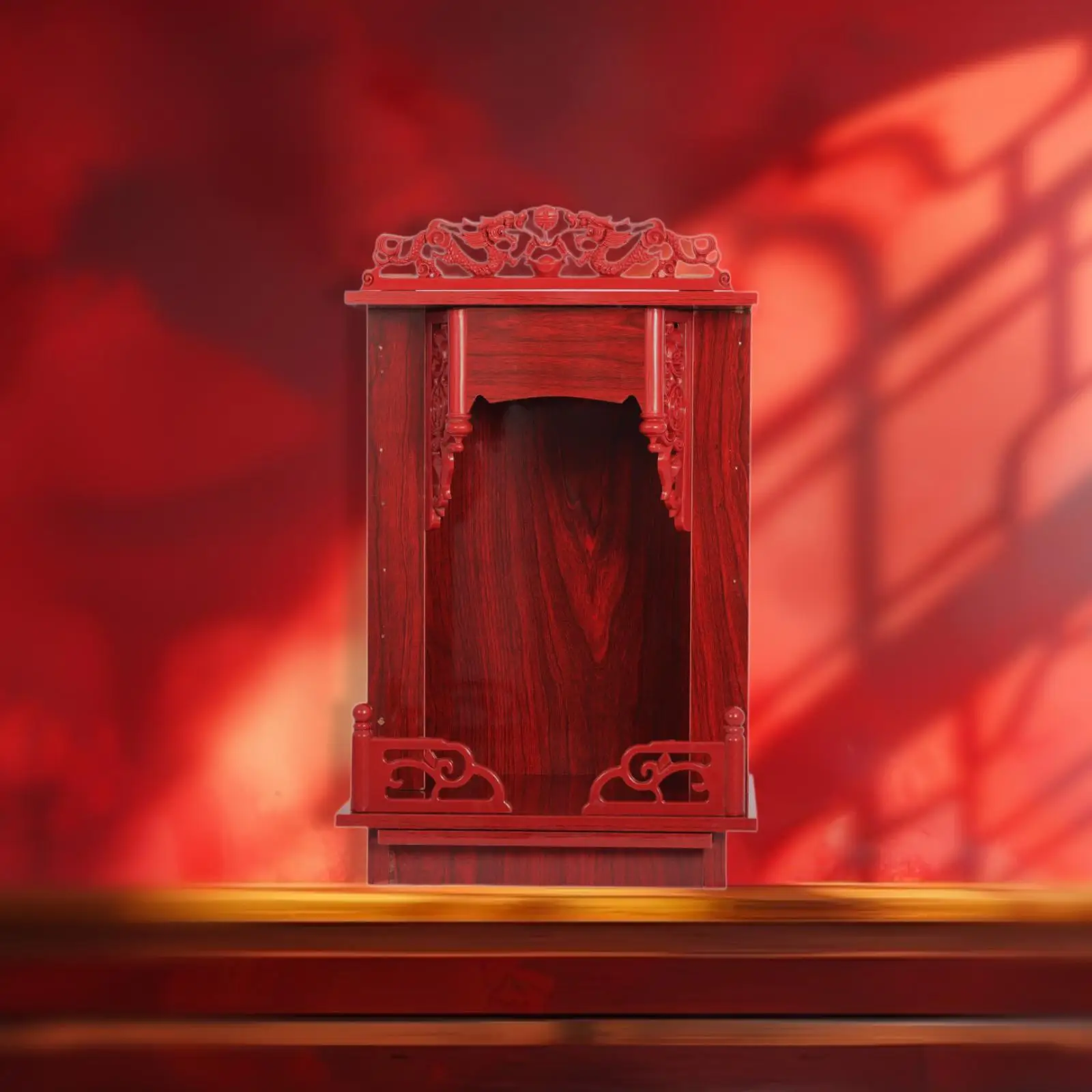 Buddhist Niche Display Stand Tabletop Shrine Wood Offering Organizer