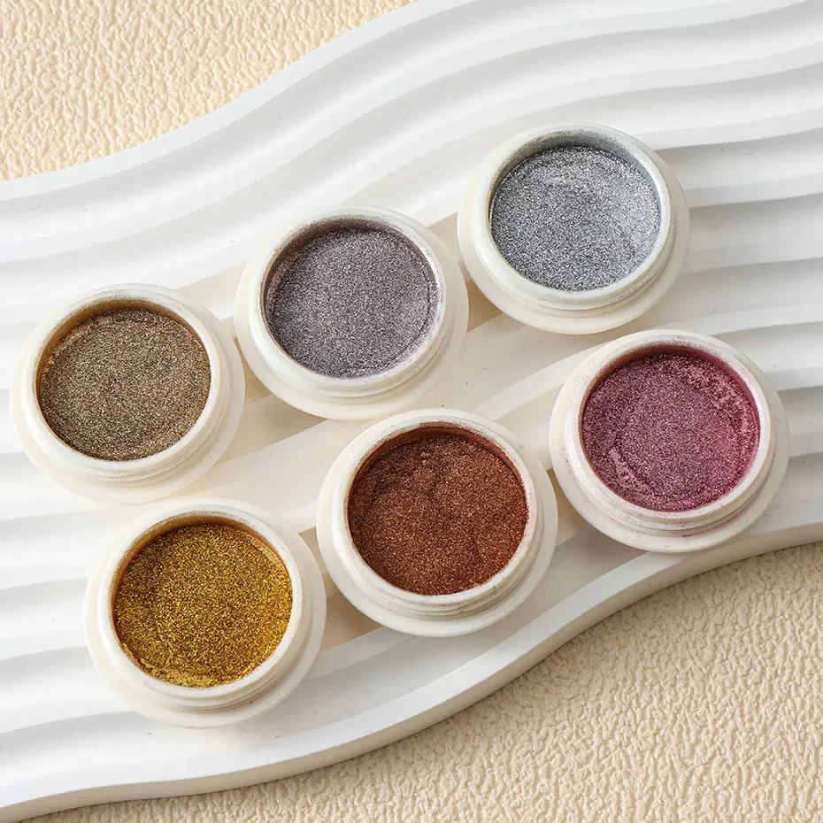 6pc or métallique miroir paillettes Nail Art poussière Rose or argent poudre UV Gel vernis Chrome frottant Pigment flocon manucure décor