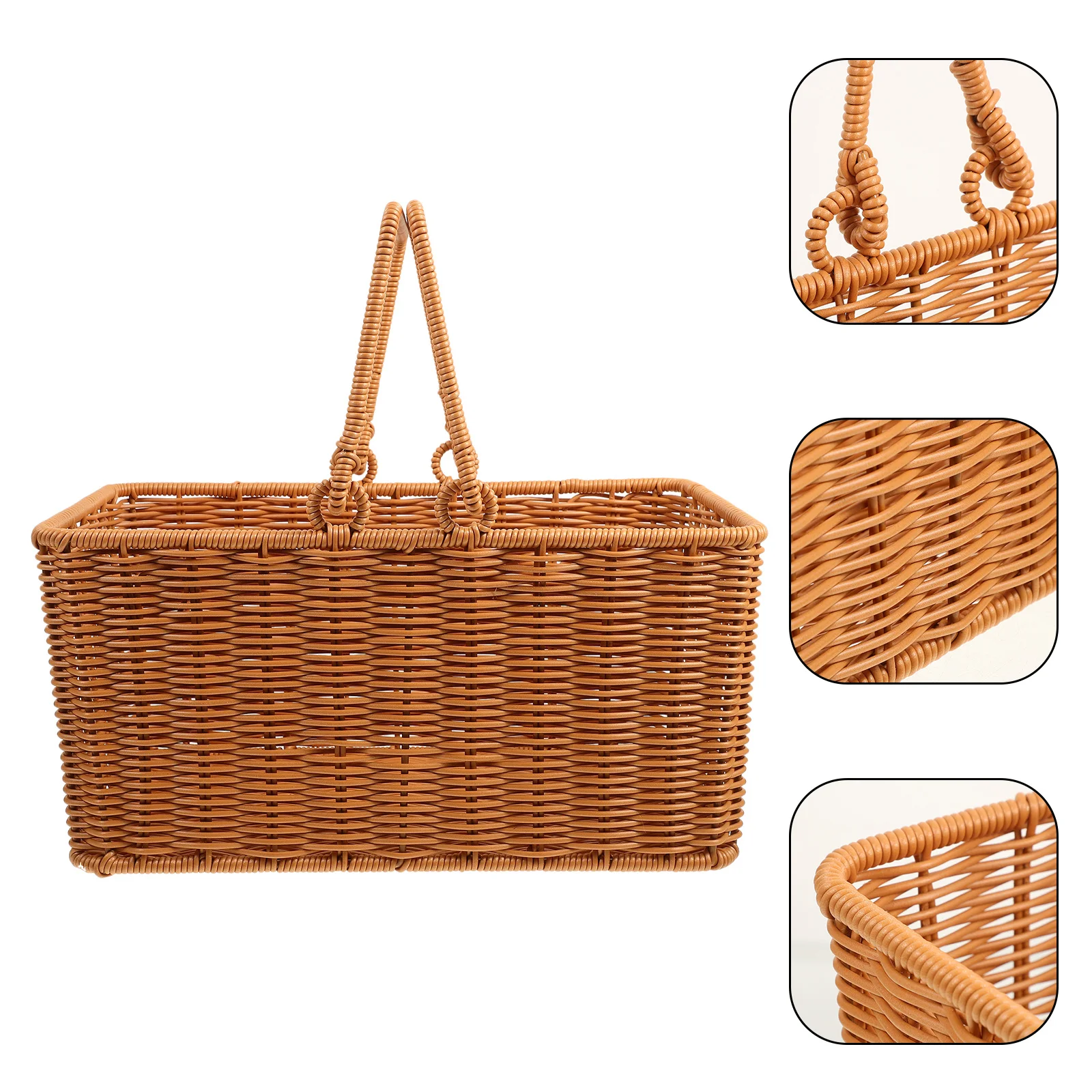 

Multi-Function Woven Storage Portable Picnic Handmade Fruit Vegetable Basket Decorative Home Kitchen Basket Lightweight Durable