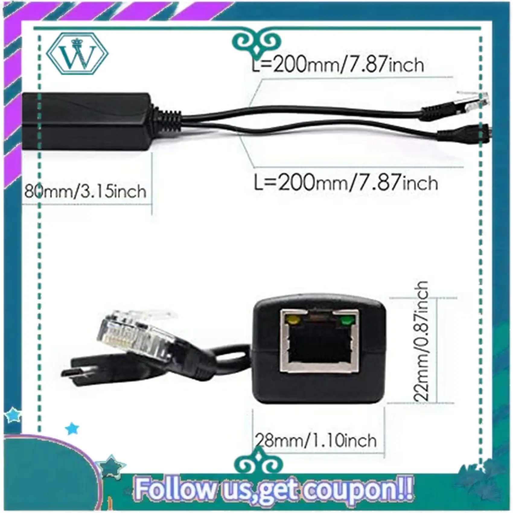 A75Q-10X Micro-USB POE Splitter 48V bis 5V2A/3A Mini USB Netzteil Nationaler Standard mit Smartphone-Aufladung