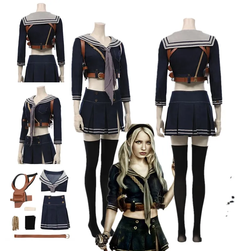 

Emily Cosplay Sucker Punch Costume Adult Women Fantasy School Uniform Shirt Skirt Outfits Halloween Carnival Party Suit