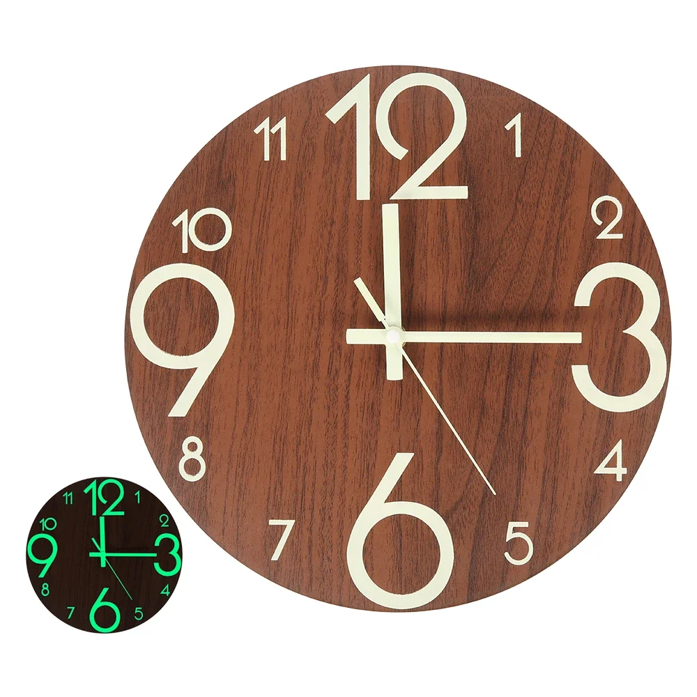 

New Wooden Wall Clock Luminous Number Hanging Clocks Quiet Dark Glowing Wall Clocks Modern Watches Decoration for Living Room