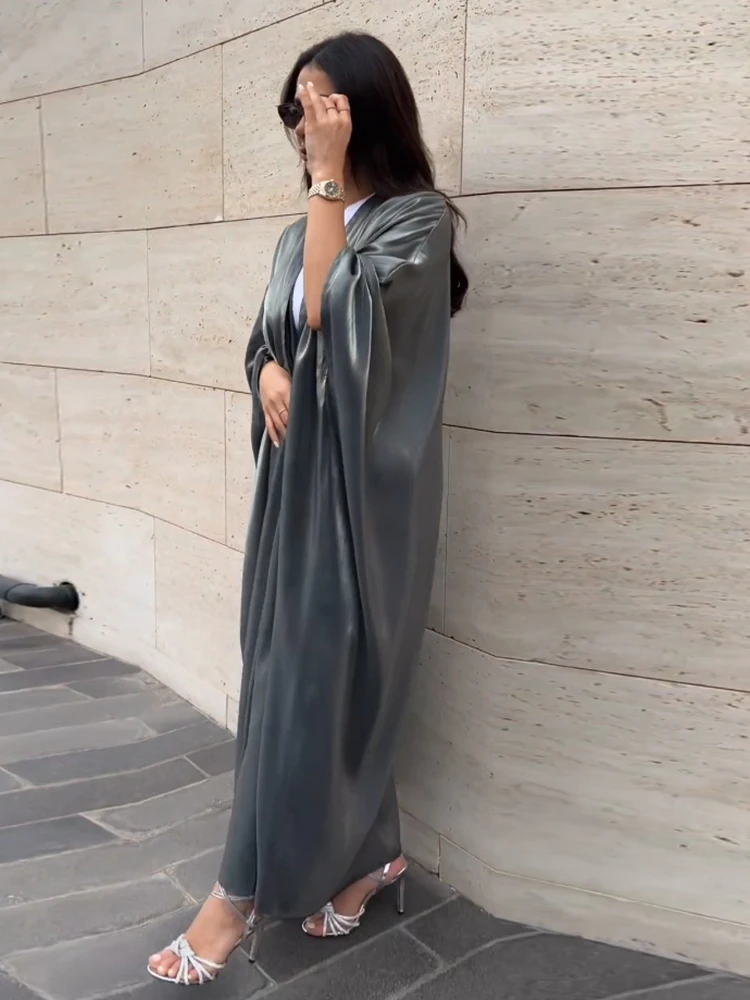 

Dubai Fashion Shiny Open Kimono for Women, Saudi, Abayas, Moroccan, Kaftan, Islam Batwing Sleeve, Maxi Size, Kaftan, Muslim Eid