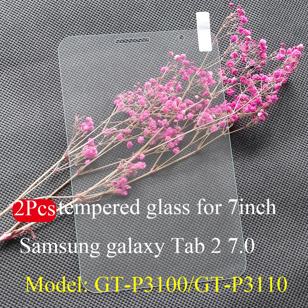 2PCs Screen Protectors for Samsung galaxy Tab 2 7.0 Model GT-P3100 HD 9H 0.3MM for 7.0Inch Samsung GT-P3110 Tempered Glass