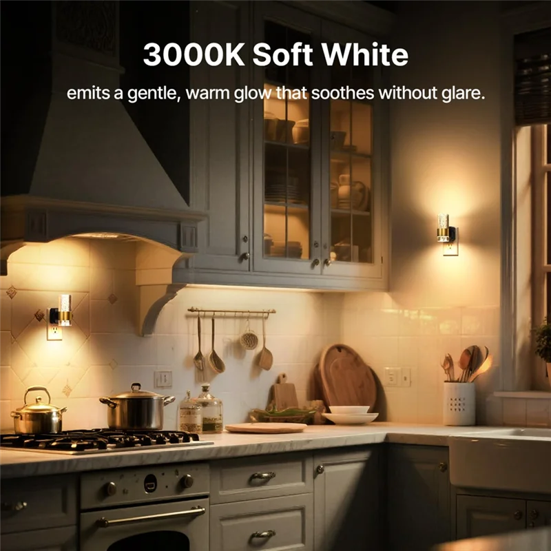 AT51-LED Night Lights Plug Into Wall 2-Pack, 3000K Plug In Night Light Dusk To Dawn Sensor, Adjustable Brightness